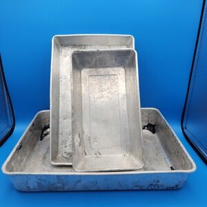 Vintage set of Three Aluminum Pans - Bread & two Cake Pans
